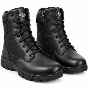 New Interceptor Guard Tactical Boot Men 13 Black Leather Side Zip Slip Resistant